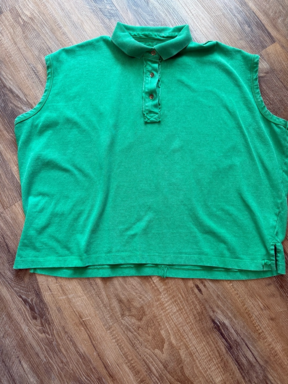 Free People Green Sleeveless Polo Top